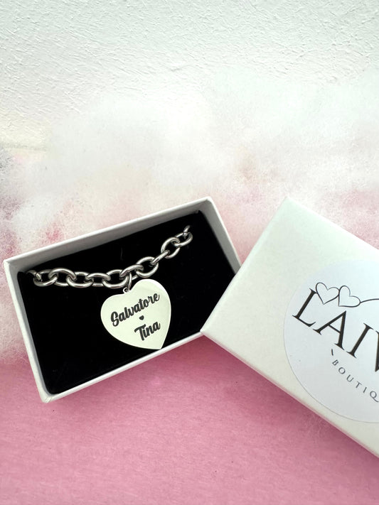 Bracciale Cuore in Catene Personalizzabile